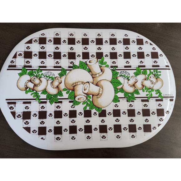 Lot Of 6 Vintage 80s Franco Vynil Placemats Mushrooms 12x18' - Picture 1 of 6